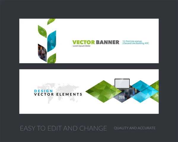 Vector uppsättning med modern horisontella hemsida banners med gula abst — Stock vektor