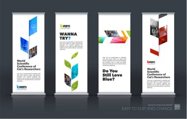 Modern roll Up Banner stand tasarımı templa iş vektör kümesi
