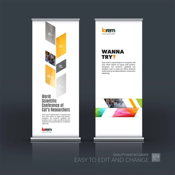 Vektor bisnis set modern roll Up Banner stand desain templa - Stok Vektor