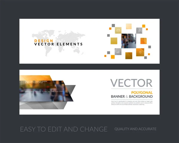 Vector uppsättning med modern horisontella hemsida banners med många gula — Stock vektor
