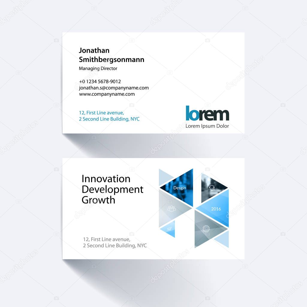 Vector business card template with colourful hexagonal, triangul