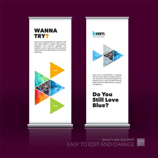 Vektor bisnis abstrak set modern roll Up Banner stand desi - Stok Vektor