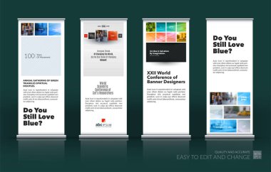 İş vektör yukarı afiş standı desi modern rulo ayarla