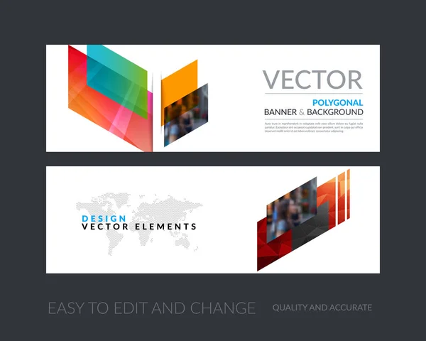 Vector set of modern horizontal website banners with colourful d — Stock Vector