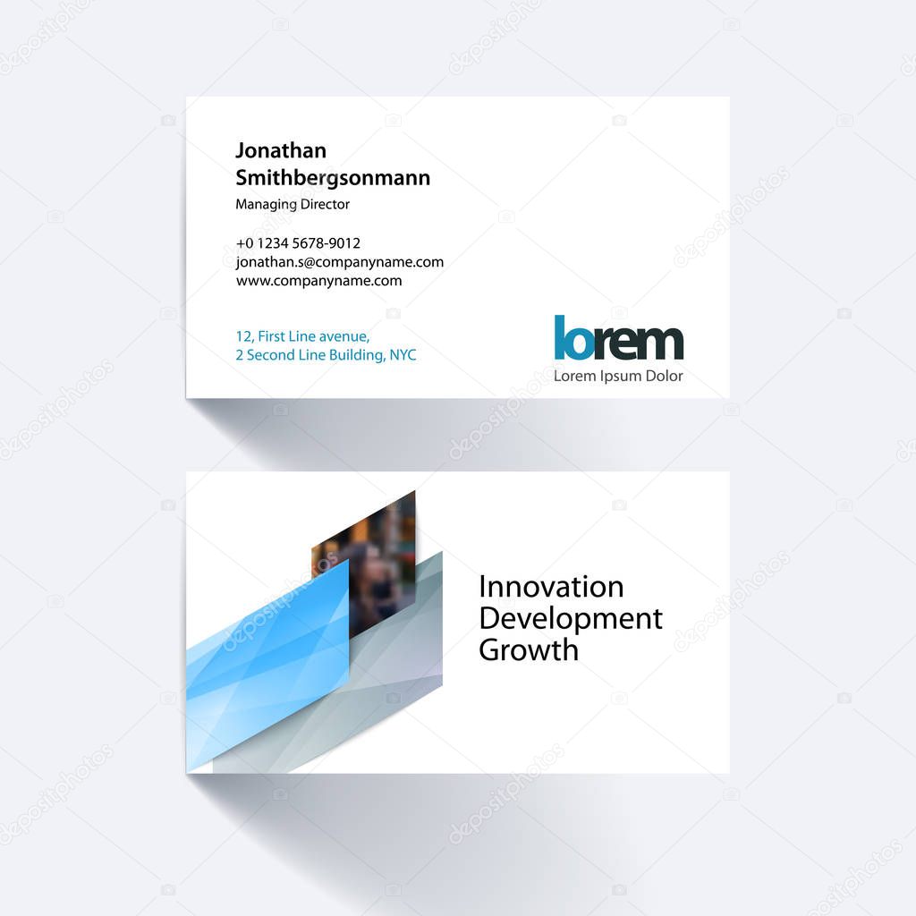 Vector business card template ith colourful diagonal abstract sh