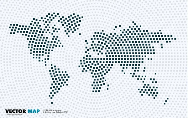 Vector world map with squares, rectangles for business templates — Stock Vector