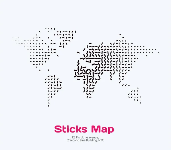 Mapa del mundo vectorial con palos, líneas para plantillas de negocios, broc — Archivo Imágenes Vectoriales