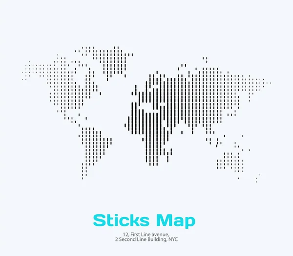 Mapa del mundo vectorial con palos, líneas para plantillas de negocios, broc — Archivo Imágenes Vectoriales