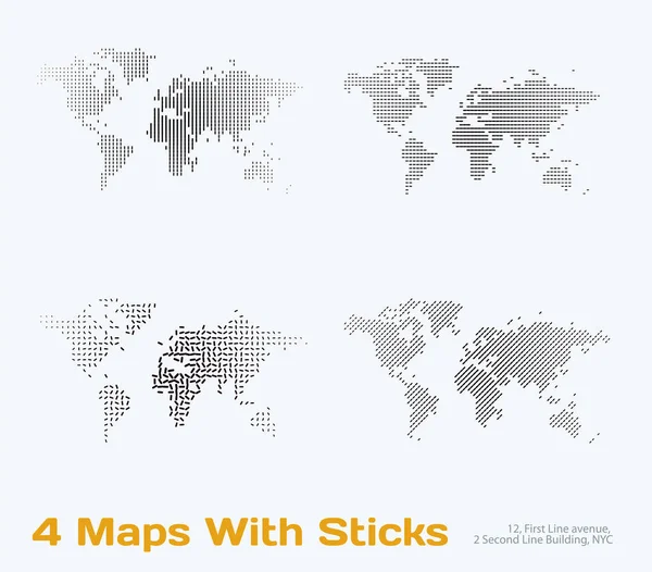 Mapa del mundo vectorial con palos, líneas, puntos para plantillas de negocios — Archivo Imágenes Vectoriales