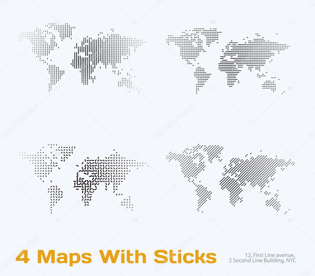 Vector world map with sticks, lines, dots for business templates