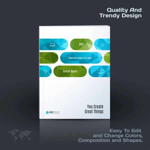 Relatório anual abstrato, modelo de vetor de negócios. Brochura desig — Vetor de Stock