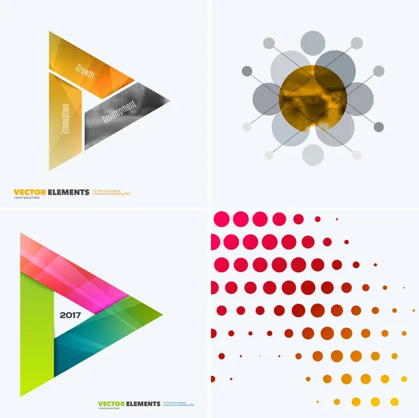 Elementos abstractos de diseño vectorial para diseño gráfico. Plantilla de fondo empresarial moderna con triángulos coloridos , — Vector de stock