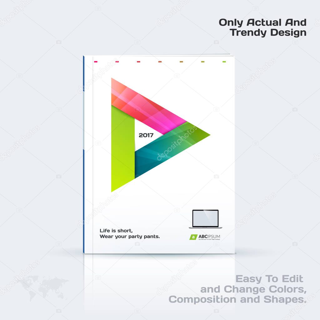 Brochure design, abstract annual report, business vector template.