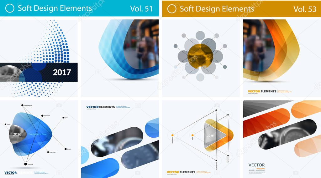 Set of Abstract vector design elements for graphic layout. Modern business background template