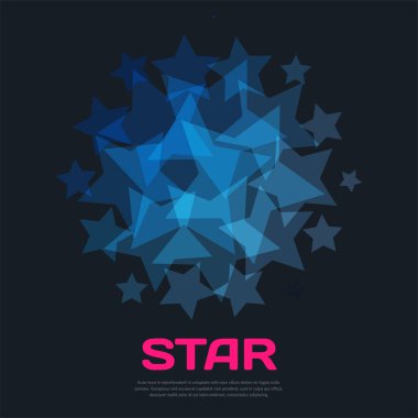 Soyut vektör tasarım öğeleriyle yıldız ve siyah arka plan