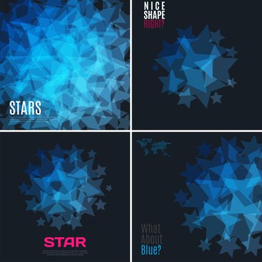 Soyut vektör tasarım öğeleriyle yıldız ve siyah arka plan