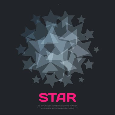 Soyut vektör tasarım öğeleri ile siyah arka plan üzerine gri yıldız