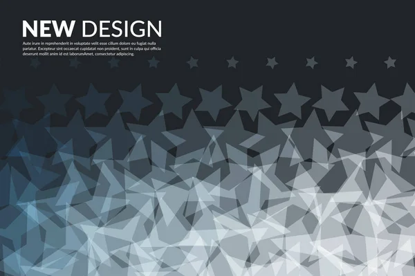 Abstract vector design elements with grey stars on black background — Stock Vector