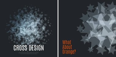 Soyut vektör tasarım öğeleri gri yıldız ile siyah arka plan üzerine ayarla