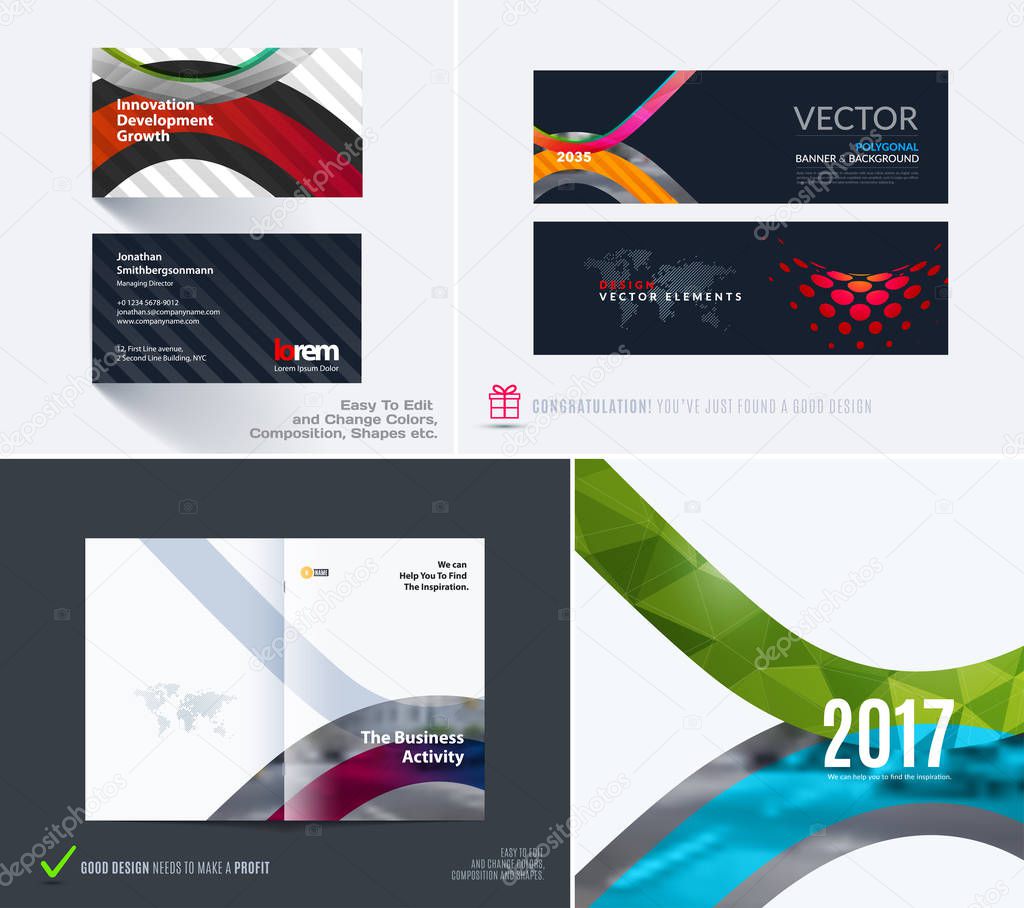 Vector business card template colourful soft rounded shapes