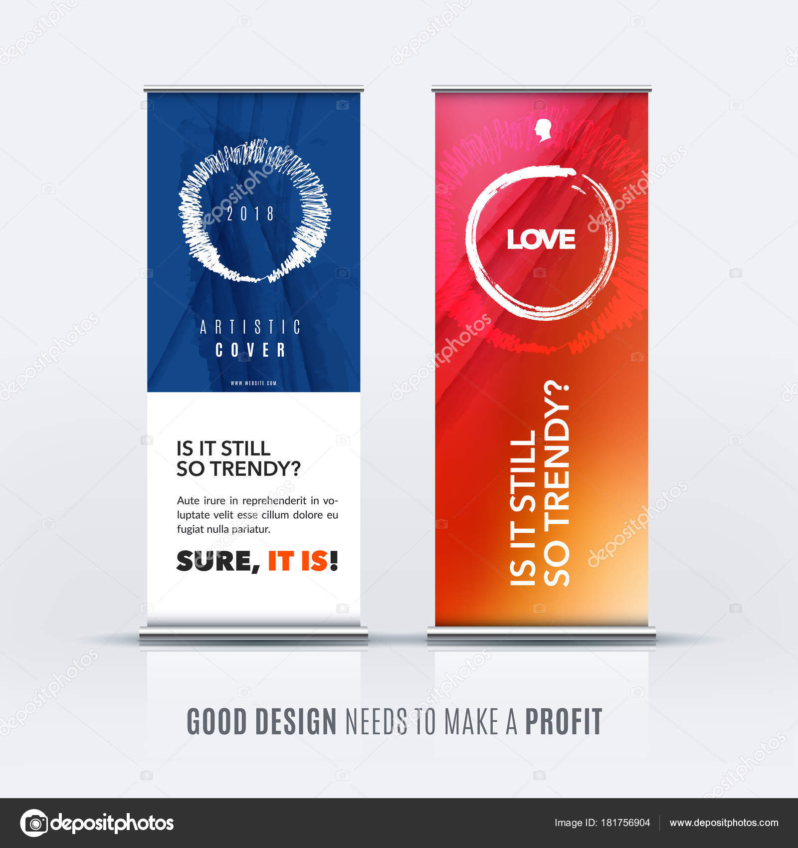 Business Vector Set Of Modern Roll Up Banner Stand Design With Colourful Artistic Stroke Stock Vector C To Diamond Graphics Gmail Com