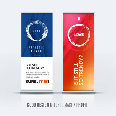 Afiş olarak modern Topla iş vektör kümesi stand Tasarım renkli sanatsal vuruşlu