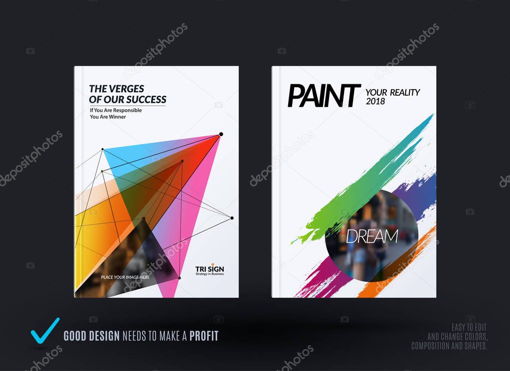 Set of design of brochure, abstract annual report, cover.