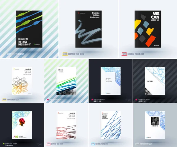 Mega sada abstraktní šablon pro podnikání, trendy barevné skici chaosu linky, design pro webové stránky, banner, stojan — Stockový vektor