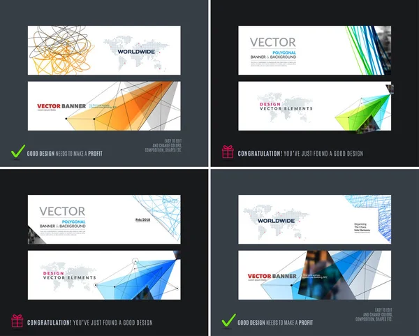 Abstrakte Vektor-Reihe moderner horizontaler Website-Banner — Stockvektor