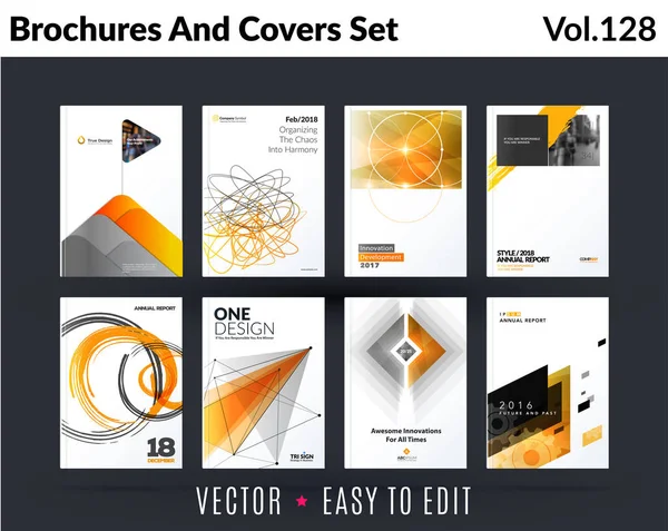 Ensemble de conception de brochure, rapport annuel abstrait, couverture de la mise en page moderne, dépliant — Image vectorielle