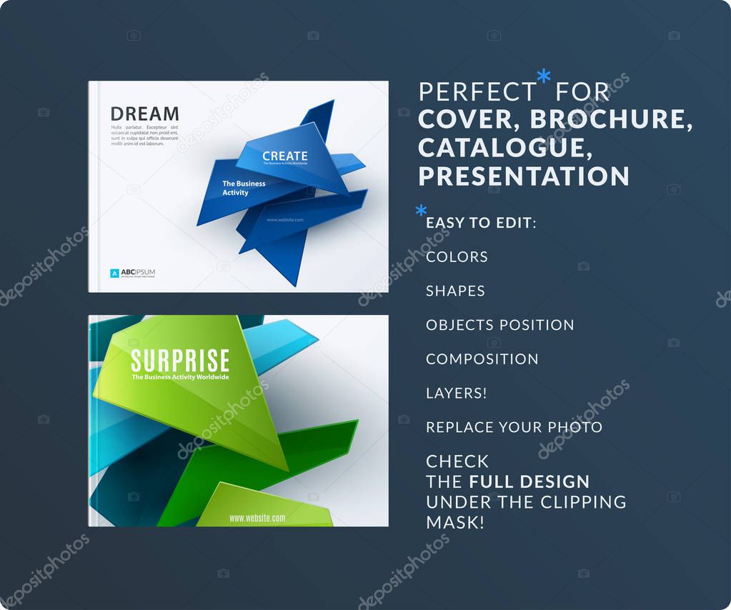 Presentation. Abstract vector set of modern horizontal templates with colourful shapes for meeting, teamwork, tech,