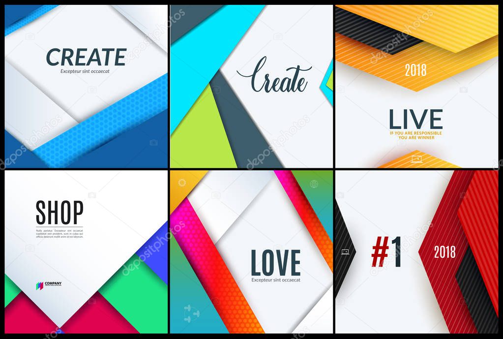 Set. Material design of abstract vector elements for graphic template.