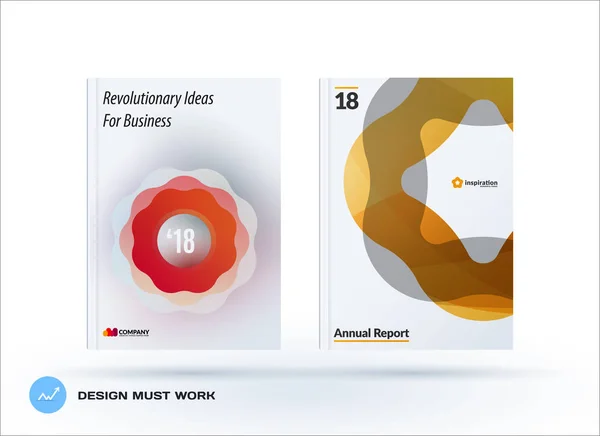 Набір дизайнерської брошури, річний звіт, горизонтальна обкладинка — стоковий вектор