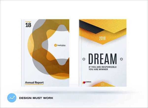 Conjunto de folleto de diseño, informe anual abstracto, cubierta horizontal — Vector de stock