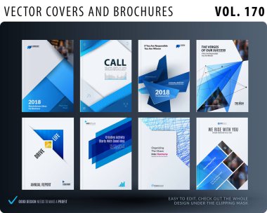 Yaratıcı tasarım broşür ayarla, Soyut faaliyet raporu, yatay kapak