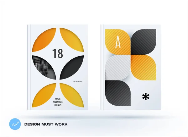 Conjunto empresarial de folleto de diseño, informe anual abstracto, folleto de portada horizontal en A4 — Vector de stock