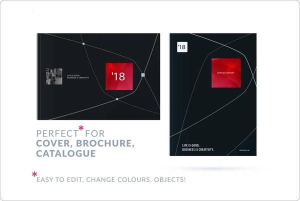Conjunto empresarial de folleto de diseño, informe anual abstracto, folleto de portada horizontal en A4 — Archivo Imágenes Vectoriales