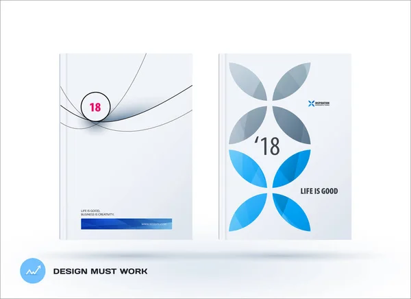 Conjunto empresarial de folleto de diseño, informe anual abstracto, folleto de portada horizontal en A4 — Vector de stock