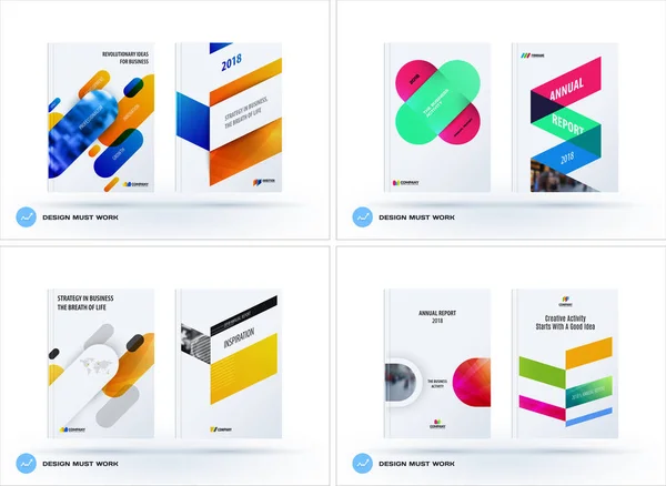 Obchodní design brožury, sada abstraktní výroční zpráva, horizontální kryt leták — Stockový vektor