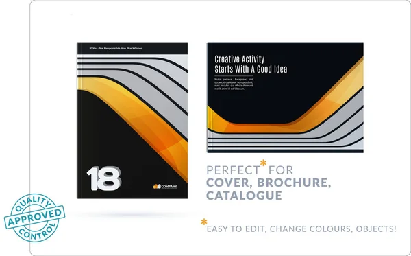 Modelo. Design abstrato criativo de conjunto de brochura, tampa horizontal, folheto em A4 com formas suaves coloridas — Vetor de Stock