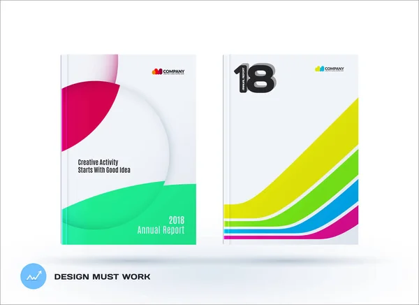 Kreativ design företag broschyr set, abstrakt horisontella luckan layout, flyer i A4 med färgglada cirklar rundor — Stock vektor