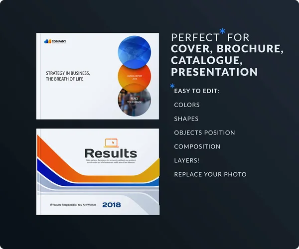 Präsentation. abstrakte orange-blaue Vektor-Set moderner horizontaler Vorlagen mit bunten, glatten Formen für Unternehmen, Teamarbeit — Stockvektor