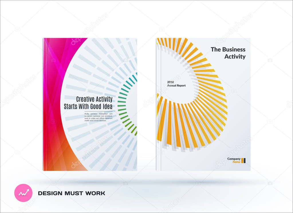 Creative design of yellow grey business brochure set, abstract horizontal cover layout, flyer