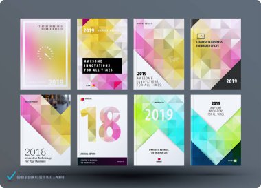 İş poligonal dizi tasarım broşür, Soyut faaliyet raporu, A4 yatay kapak broşürü