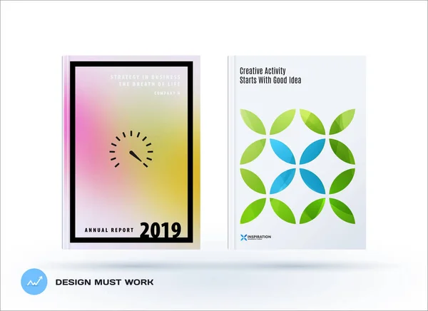 Folleto de diseño poligonal empresarial, informe anual abstracto, folleto de portada horizontal en A4 — Vector de stock