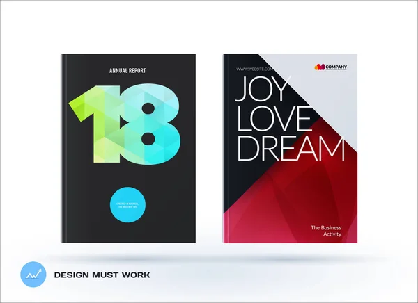 Set poligonale aziendali di brochure design, relazione annuale astratto, volantino di copertura orizzontali in A4 — Vettoriale Stock