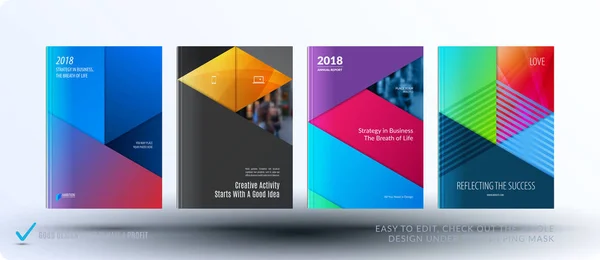 Materiał projekt szablon. Creative kolorowa broszura streszczenie zestaw, sprawozdanie roczne, pokrycie poziome — Wektor stockowy