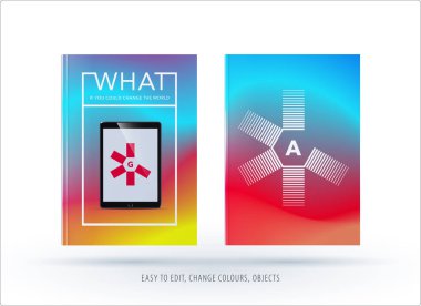 Soyut renkli grafik tasarım broşür sıvı sıvı tarzı ile düz arka plan bulanık. Ayarla