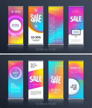 Satışı büyük başlığı. İş vektör stand tasarım için renkli arka plan, gösteri, expo, topla, alışveriş.