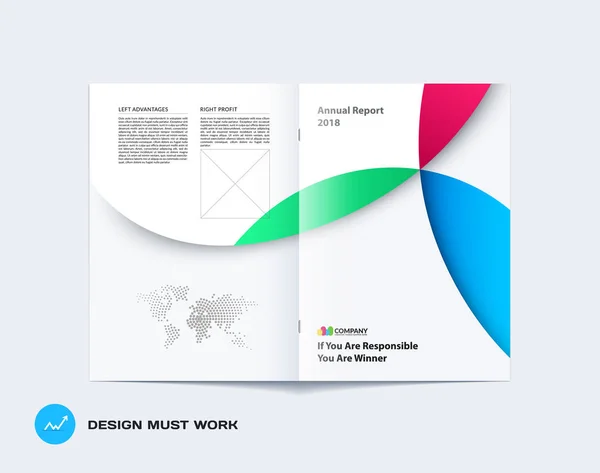Folleto colorido abstracto en estilo de diseño de materiales, catálogo moderno, cubierta central, folleto en A4 — Vector de stock